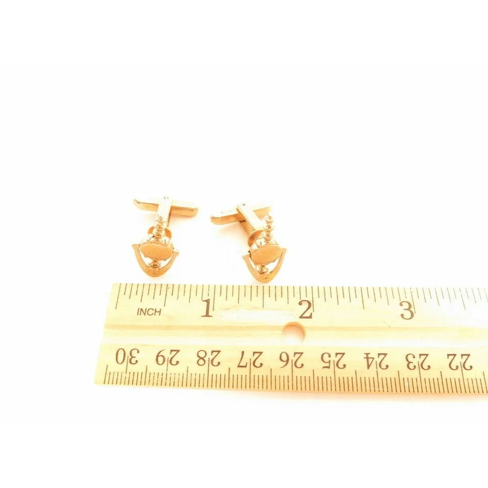 Vintage Signed Hickok USA Signed Articulated Door‎ Knocker Gold Tone Cufflinks